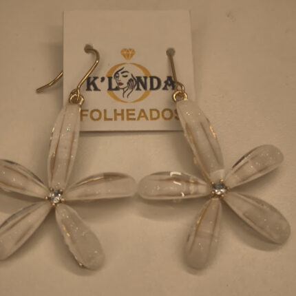 BRINCO GANCHO FLOR TRANPARENTE