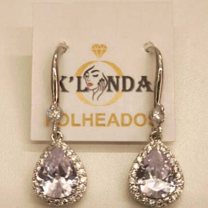 BRINCO GANCHO GOTA CRAVEJADA ZIRCONIA