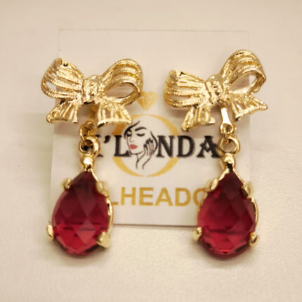 BRINCO LAÇO PEDRA VERMELHA