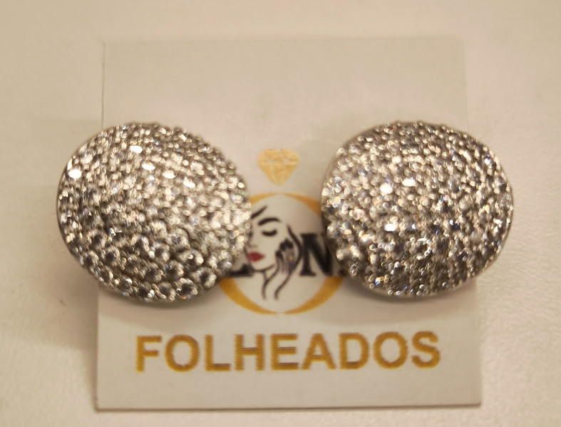 BRINCO OVAL CRAVEJADO RODIO - SEMIJOIA - COD 834