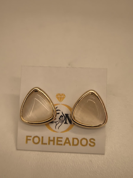 BRINCO PEDRA NATURAL TRIANGULO - SEMIJOIA - COD 823