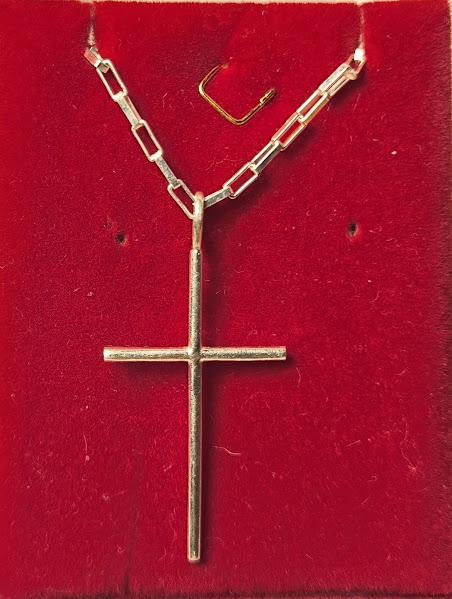 CORDAO CARTIE 60CM PINGENTE CRUZ - PRATA 925 - COD 291